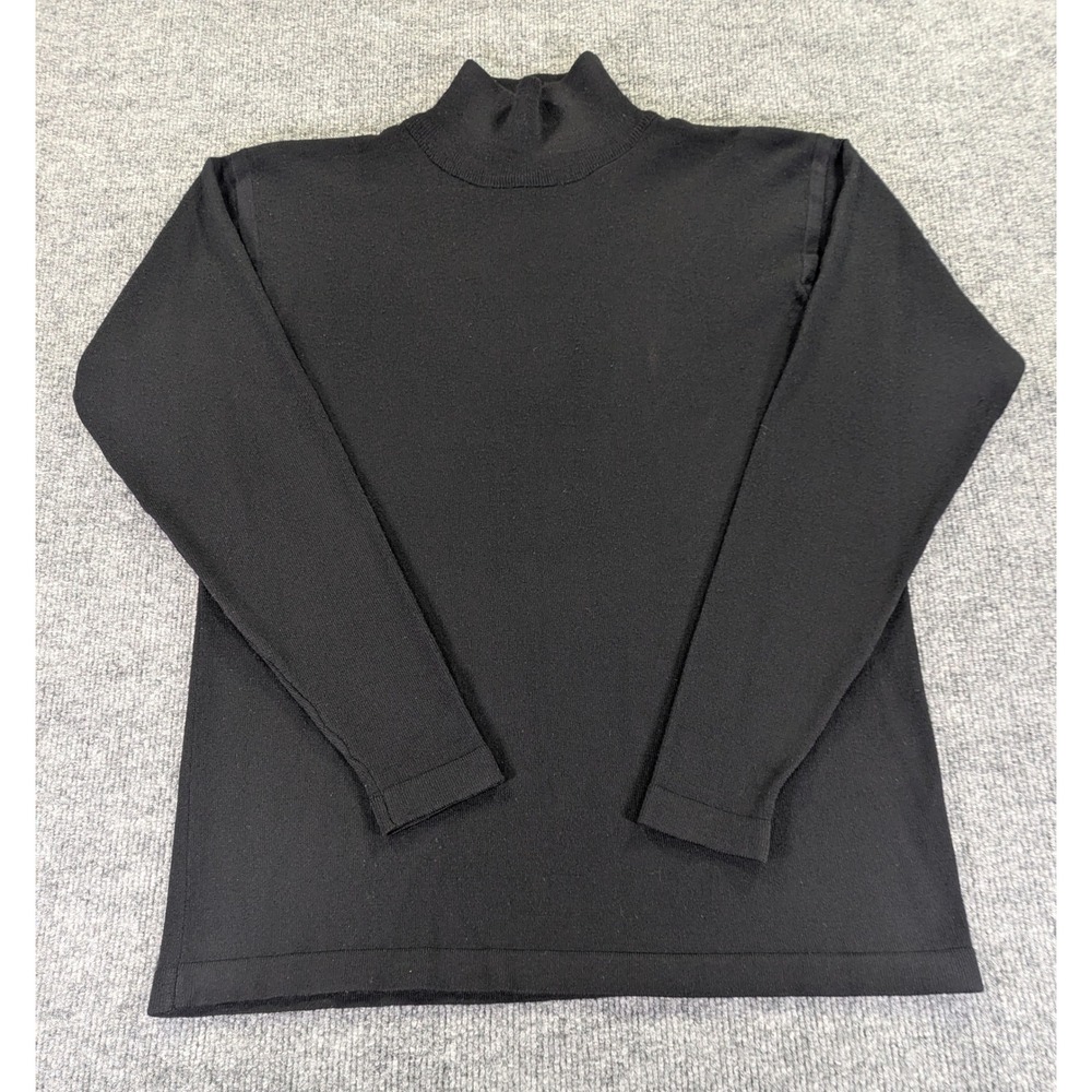 Classiques Entier Black Extrafine Merino Wool Mock Neck Sweater Long Sleeve L